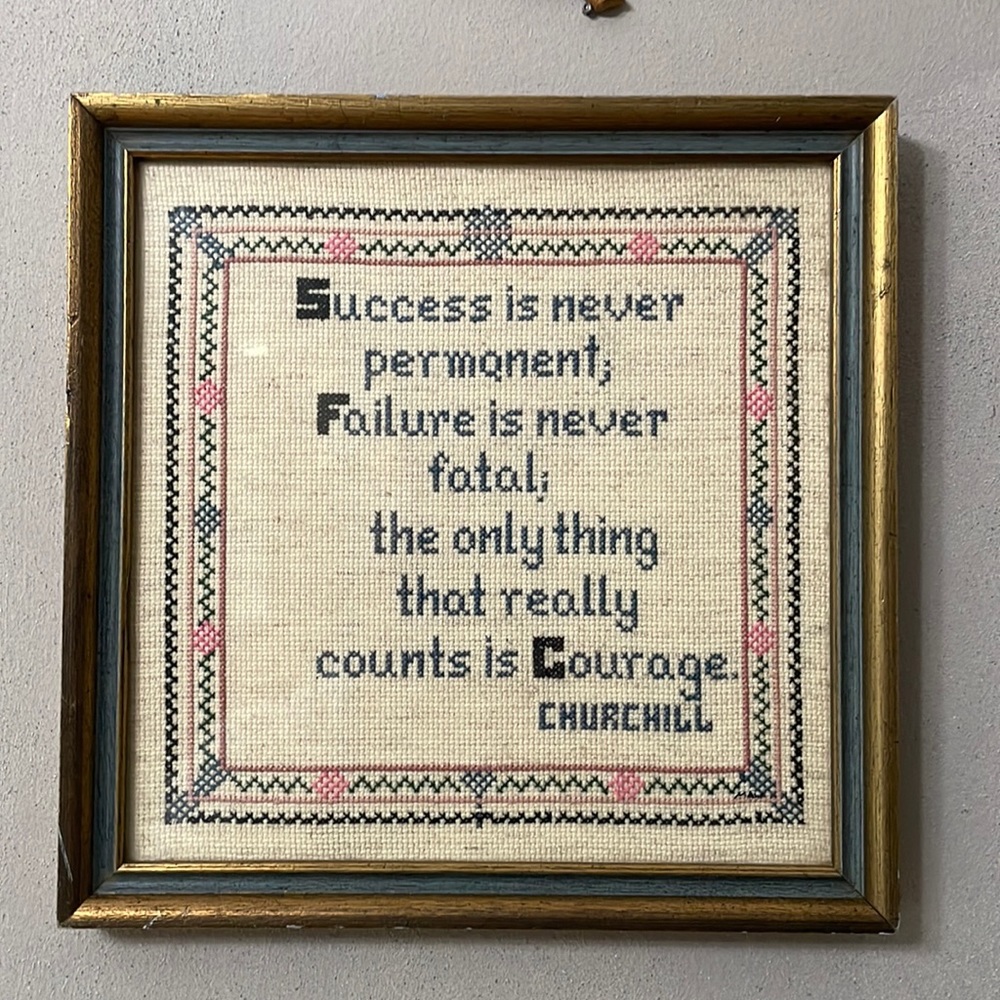 Vintage Needlepoint Quote by Winston Churchill